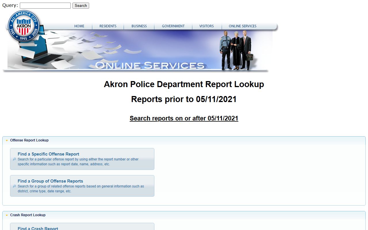 Akron Ohio police records online lookup search tool