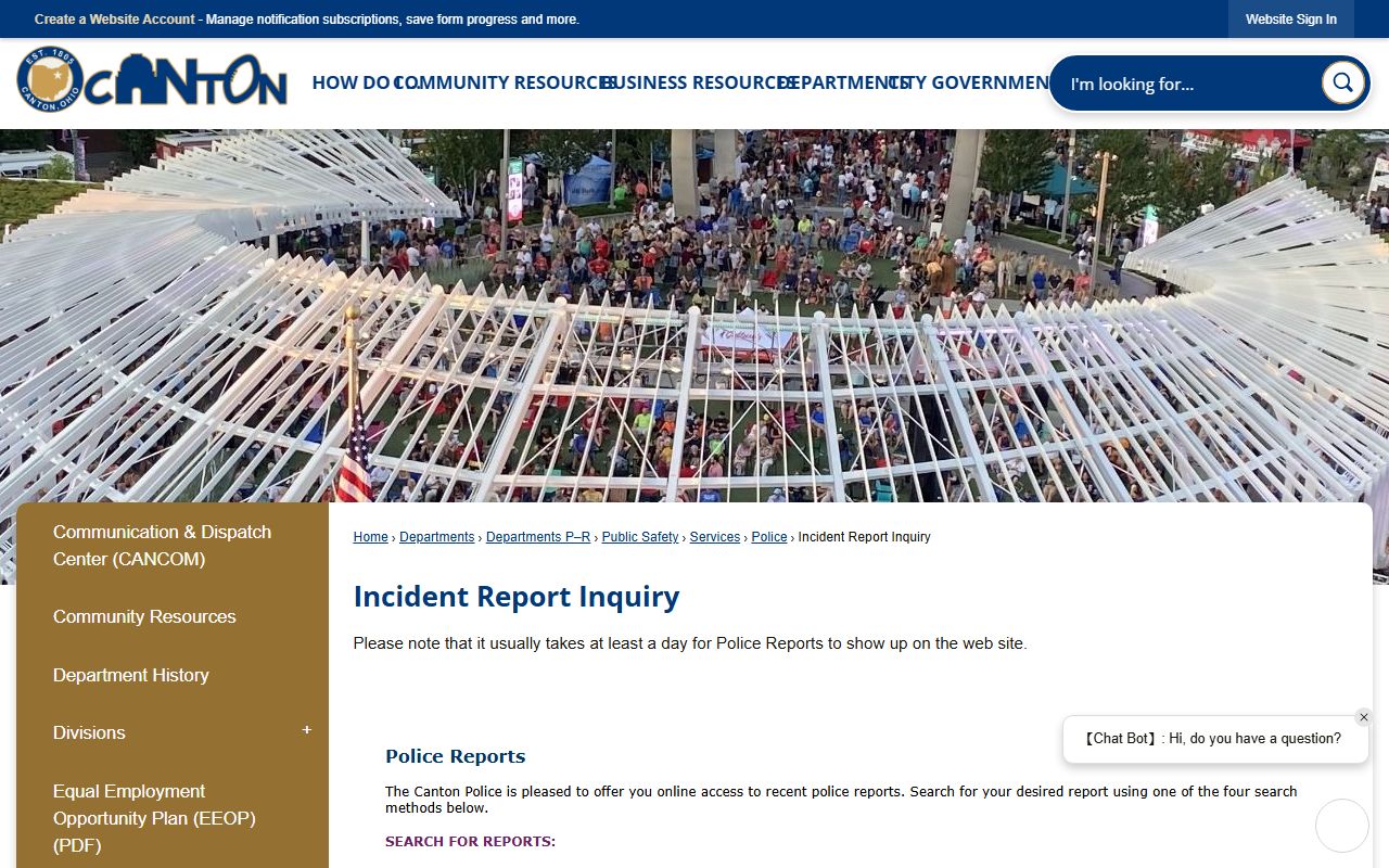 Canton Ohio police reports search portal