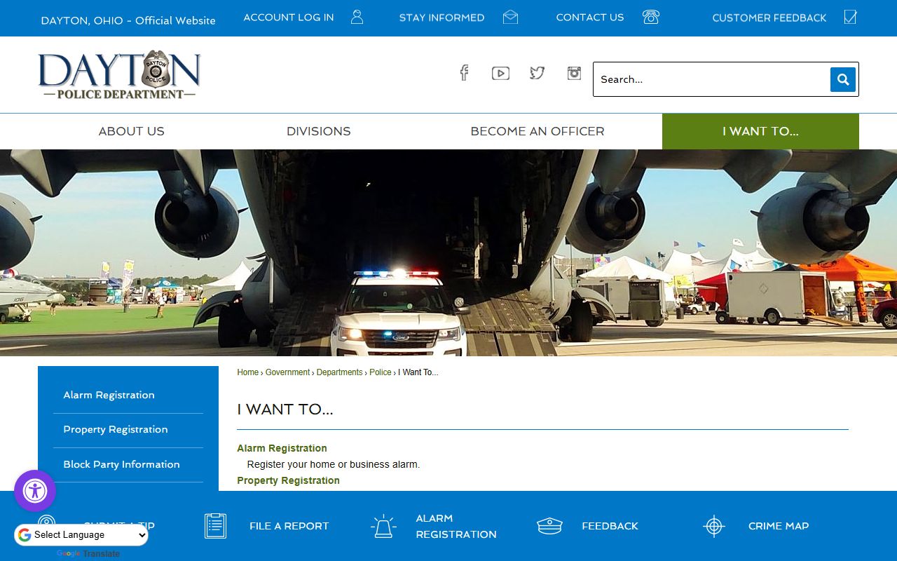 Dayton Ohio police records public records request page