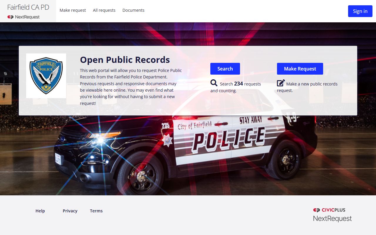 Fairfield Ohio police records NextRequest portal