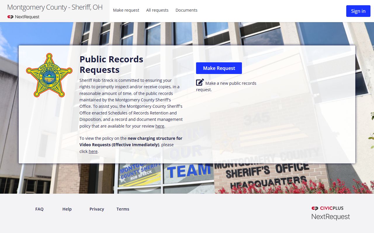 Montgomery County Ohio police records request portal